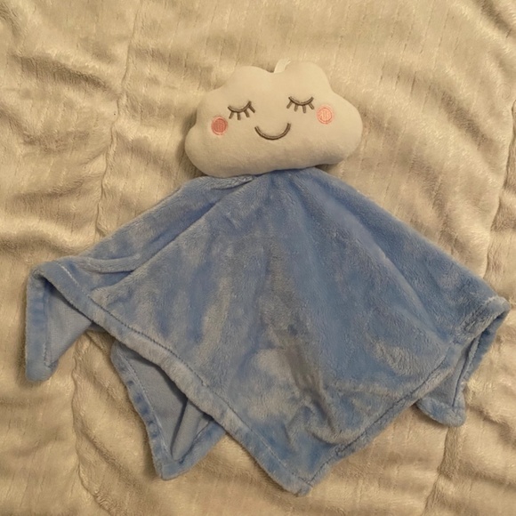 George Cloud Smiling Sleeping Blue White Plush Baby Security Blanket Lovey - Picture 1 of 4